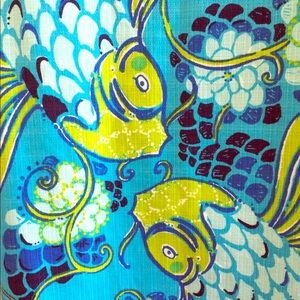 Vibrant Blue and Green Fish Print Dress